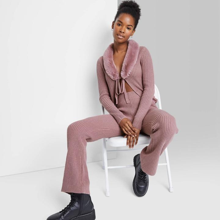 Women's Faux Fur Tie-front Cardigan - Wild Fable