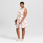 Women's Plus Size Floral Print Tie Sleeve Dress - Ava & Viv Pink