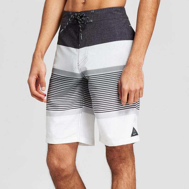 Trinity Collective Men's Striped 10 Quattro Board Shorts - Trinity Black