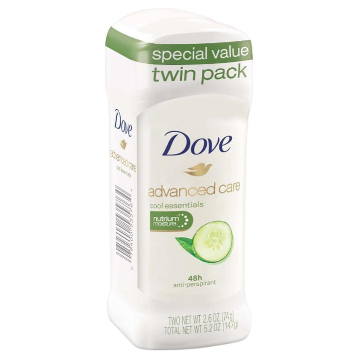 Dove Advanced Care Cool Essentials Antiperspirant 2.6 Oz, Twin Pack