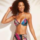 Women's Shore Light Lift Halter Bikini Top - Shade & Shore Black Tropical 38dd,