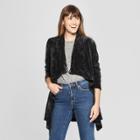 Women's Long Sleeve Chenille Open Layering Jacket - Knox Rose Black