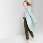 Women's Long Sleeve Button Front Pea Coat - Wild Fable Teal Xs, Women's, Blue