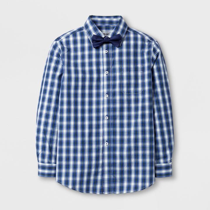 Wd·ny Black Boys' Long Sleeve Button-down Shirt With Bow Tie Navy S - Wd.ny Black, Blue
