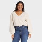 Women's Plus Size French Terry Sweatshirt - Universal Thread Cream