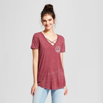 Women's Minnesota L'etoile Du Nord X-front Drapey Short Sleeve T-shirt - Awake Burgundy