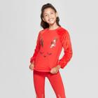 Girls' Reindeer Pullover - Cat & Jack Red