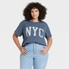 Grayson Threads Women's Plus Size Nyc Short Sleeve Graphic T-shirt - Navy