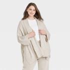 Women's Plus Size Knit Wrap Jacket - A New Day Cream One Size, Ivory