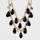 Multi Row Beaded Statement With Smooth Round Discs Necklace - A New Day Black