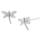 Target Sterling Silver Cubic Zirconia Dragonfly Stud Earrings - Silver/clear, Girl's