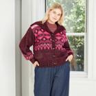 Women's Plus Size Fairies Print Cardigan - Who What Wear Wine