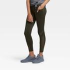Girls' Mesh Pieced Side Pocket Leggings - All In Motion Olive Green Xs, Girl's, Green Green