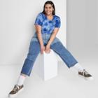 Women's Plus Size Short Sleeve Shrunken Boxy T-shirt - Wild Fable Blue Tie-dye
