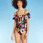 Women's Cold Shoulder Ruffle One Piece Swimsuit - Sea Angel Floral Xs, Women's,