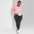 Women's Plus Size Puff Sleeve Crewneck Pullover Sweater - Wild Fable Pink