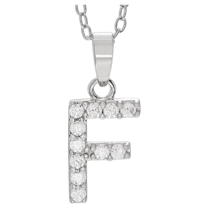 Journee Collection 1/5 Ct. T.w. Round-cut Cz Initial Pave Set Pendant Necklace In Sterling Silver - Silver, F (18), Girl's, Size: Small, Silver