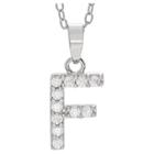 Journee Collection 1/5 Ct. T.w. Round-cut Cz Initial Pave Set Pendant Necklace In Sterling Silver - Silver, F (18), Girl's, Size: Small, Silver