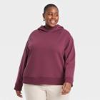 Women's Plus Size All Day Fleece Hooded Sweatshirt - A New Day Burgundy