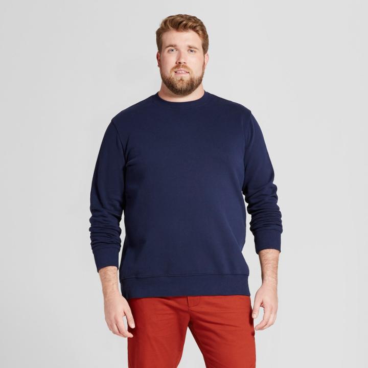 Men's Tall Fleece Crew Neck Sweatshirt - Goodfellow & Co Navy (blue)