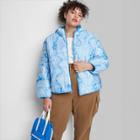 Women's Plus Size Hooded Puffer Jacket - Wild Fable Blue