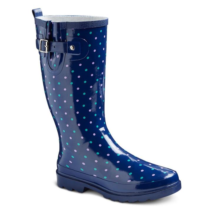 Western Chief Women's Polka Dot Rain Boots - Navy (blue)