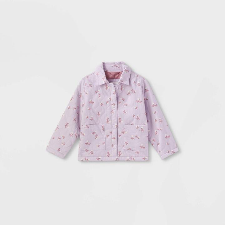 Toddler Girls' Floral Quilted Jacket - Cat & Jack Purple