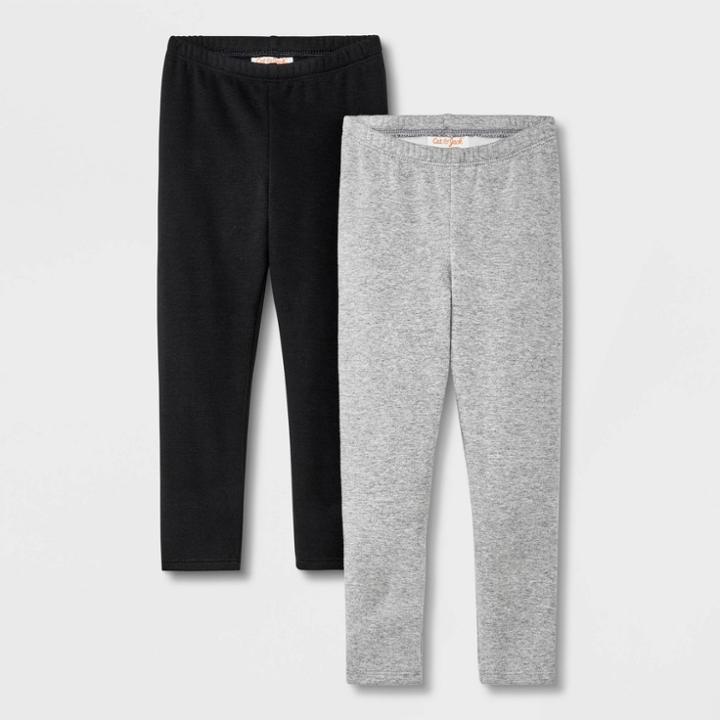 Toddler Girls' 2pk Solid Cozy Lined Leggings - Cat & Jack Black/gray