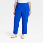 Women's Plus Size High-rise Relaxed Fit Tapered Ankle Trousers - A New Day Blue