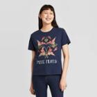 Women's Pink Floyd Floral Print Short Sleeve Graphic T-shirt - Navy