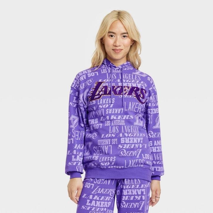 Women's Nba Lakers Oversized Graphic Hoodie - Purple