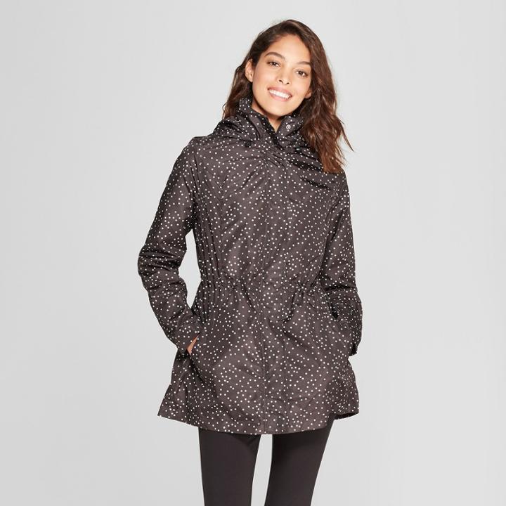 Women's Polka Dot Rain Jacket - A New Day Gray