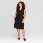 Women's Plus Size Sleeveless V-neck Midi A Line Dress - Who What Wear Jet Black X