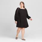 Women's Plus Size Long Sleeve Blouson Mini Dress - Who What Wear Black X
