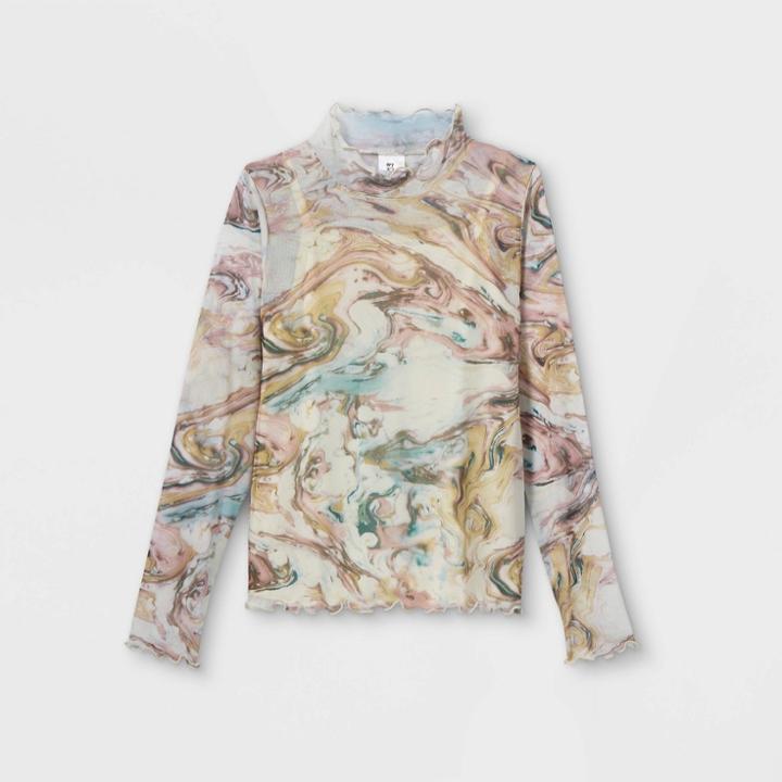 Girls' Lettuce Edge Mock-neck Top - Art Class Cream