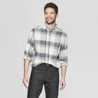 Men's Plaid Long Sleeve Linen Cotton Button-down Shirt - Goodfellow & Co White