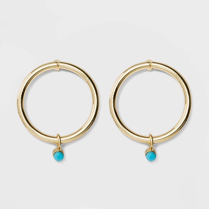 Target Post Hoop Earrings - A New Day Turquoise/gold