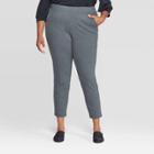 Women's Plus Size Skinny Pull On Ponte Trouser - Ava & Viv Dark Heather Gray