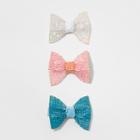Toddler Girls' 3pk Glitter Bow Hair Clips - Cat & Jack White/pink/blue