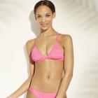 Women's Smocked Triangle Bikini Top - Xhilaration Hot Pink