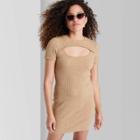 Women's Short Sleeve Cut Out Sweater Dress - Wild Fable Light Brown