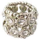 Zirconite Stretch Ring With Crystals - Silver, Women's