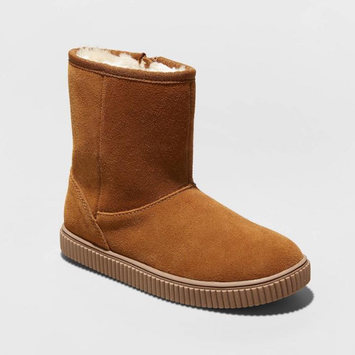 Girls' Eunice Genuine Suede Fashion Boots - Cat & Jack Chestnut 6, Girl's, Brown