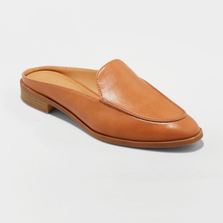 Women's Amber Wide Width Backless Loafers - Universal Thread Cognac (red) 9 W,