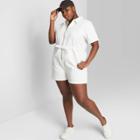Women's Plus Size Short Sleeve Zip Front Utility Romper - Wild Fable Ivory 1x, Women's, Size: