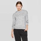 Women's Striped Casual Fit Long Sleeve Hooded T-shirt - A New Day Navy (blue)