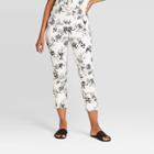 Women's Floral Print Mid-rise Skinny Cropped Pants - Who What Wear Cream 2, Women's, Beige
