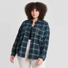 Women's Plus Size Plaid Long Sleeve Button-down Shirt - Universal Thread Dark Green