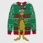 Dr. Seuss Men's Tall Ugly Holiday Grinch Sweater - Gumdrop Green