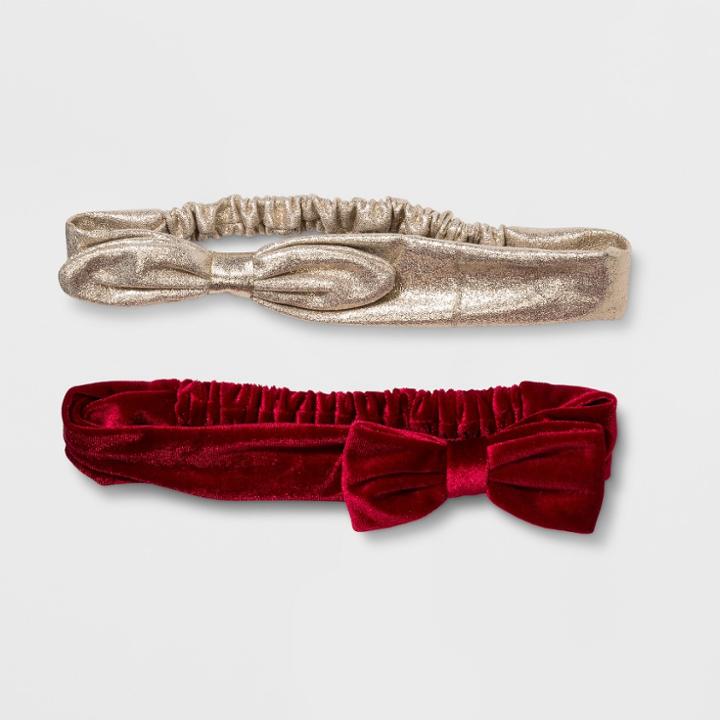 Girls' 2pk Headwraps - Cat & Jack Red/gold